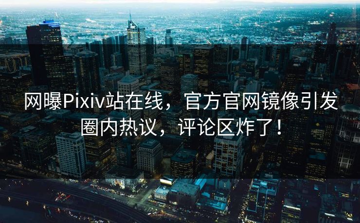 网曝Pixiv站在线，官方官网镜像引发圈内热议，评论区炸了！