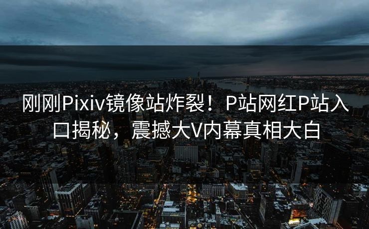 刚刚Pixiv镜像站炸裂！P站网红P站入口揭秘，震撼大V内幕真相大白