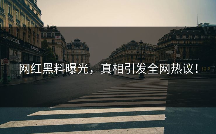 网红黑料曝光，真相引发全网热议！