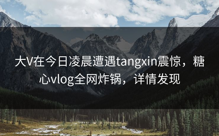 大V在今日凌晨遭遇tangxin震惊，糖心vlog全网炸锅，详情发现