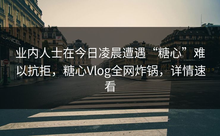 业内人士在今日凌晨遭遇“糖心”难以抗拒，糖心Vlog全网炸锅，详情速看